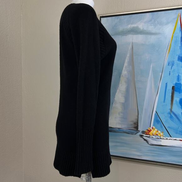 J Crew Cashmere Sweater  Tunic length Black Size med - Picture 4 of 7
